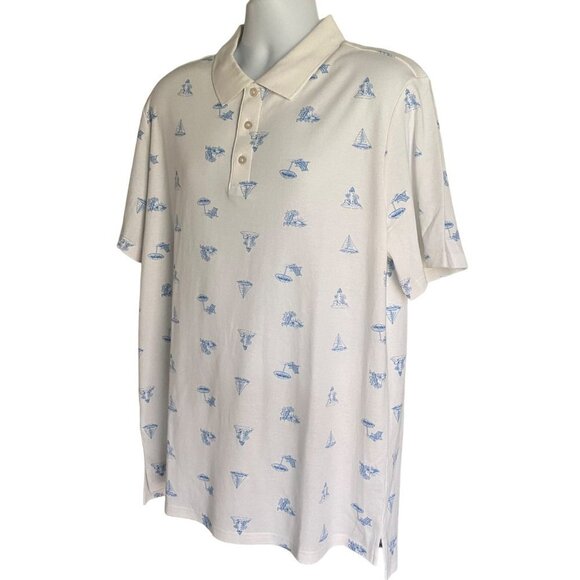 Tackle & Tides Coastal Print Polo Shirt Men's Size Large - Picture 3 of 10